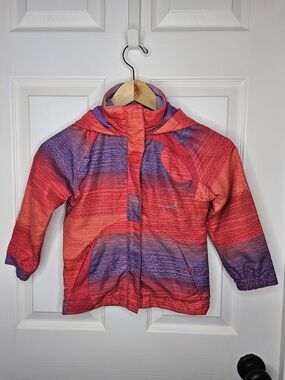 Paradox Girls Water Resistant Jacket Hooded Spring Coat Red Purple Stripes XS